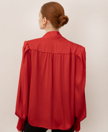 Silk blouse with shoulders COLÊTTE red