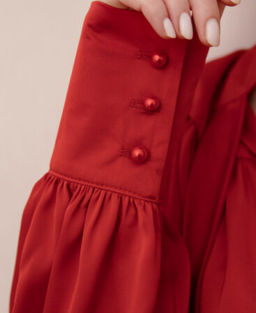 Silk blouse with shoulders COLÊTTE red