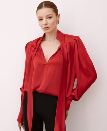 Silk blouse with shoulders COLÊTTE red