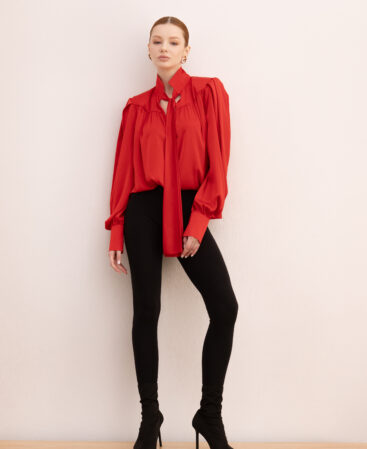 Silk blouse with shoulders COLÊTTE red