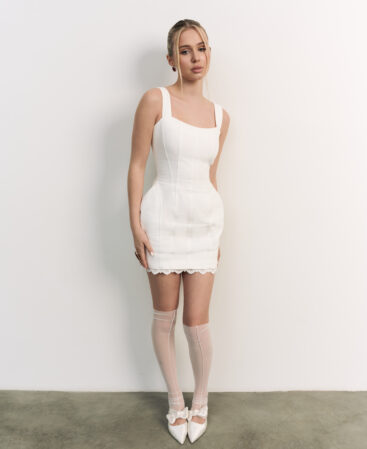Tulipe Denim Dress white