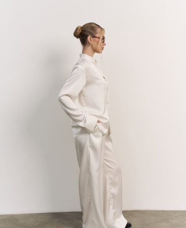 Satin suit Chinoiserie white