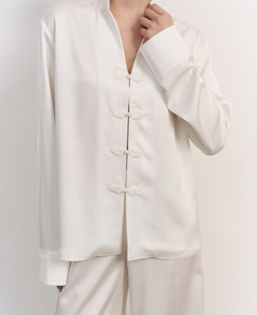 Satin suit Chinoiserie white