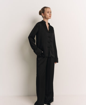 Satin suit Chinoiserie black