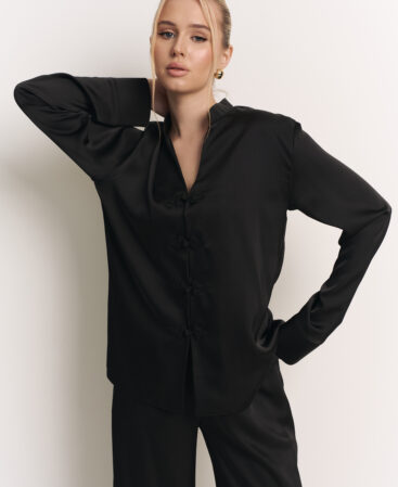 Satin suit Chinoiserie black