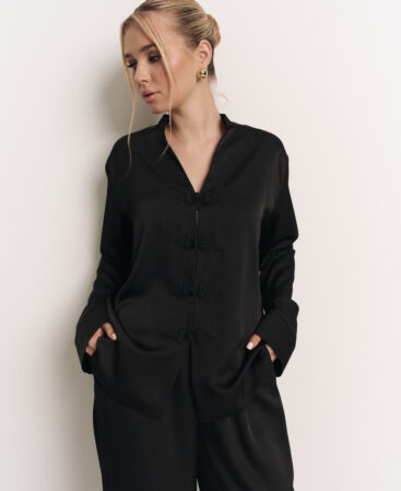 Satin suit Chinoiserie black