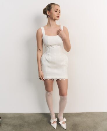 Tulipe Denim Dress white